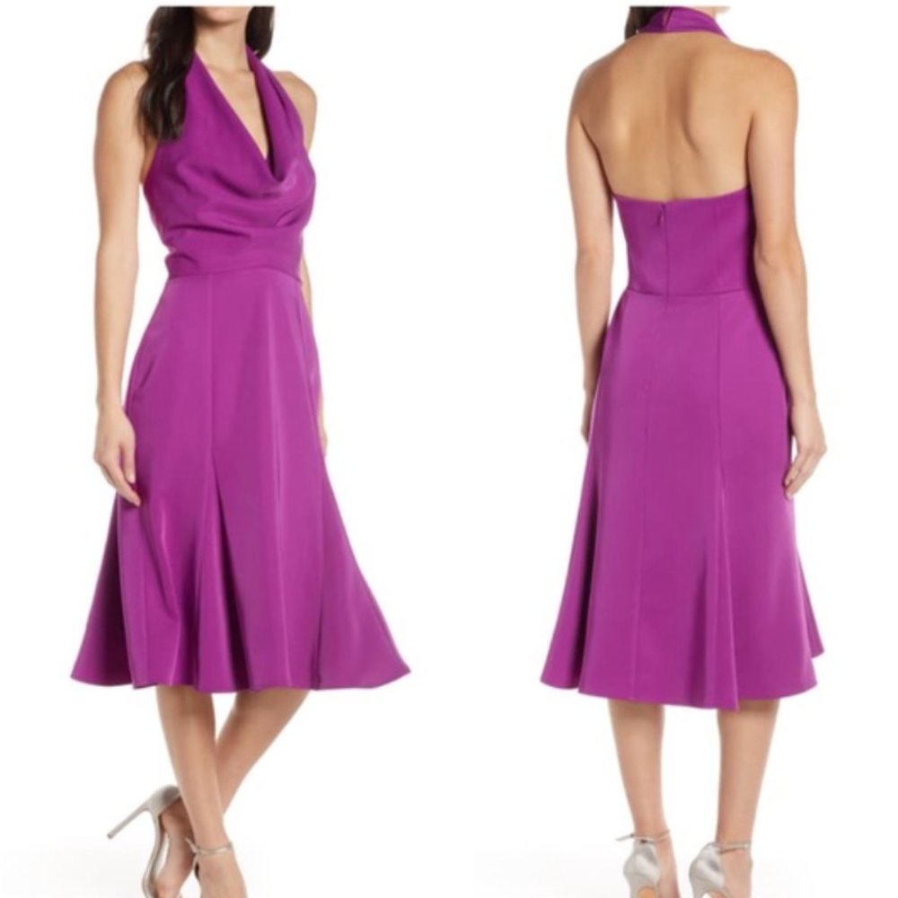 NWT Purple Harlyn Halter Fit & Flare Dress